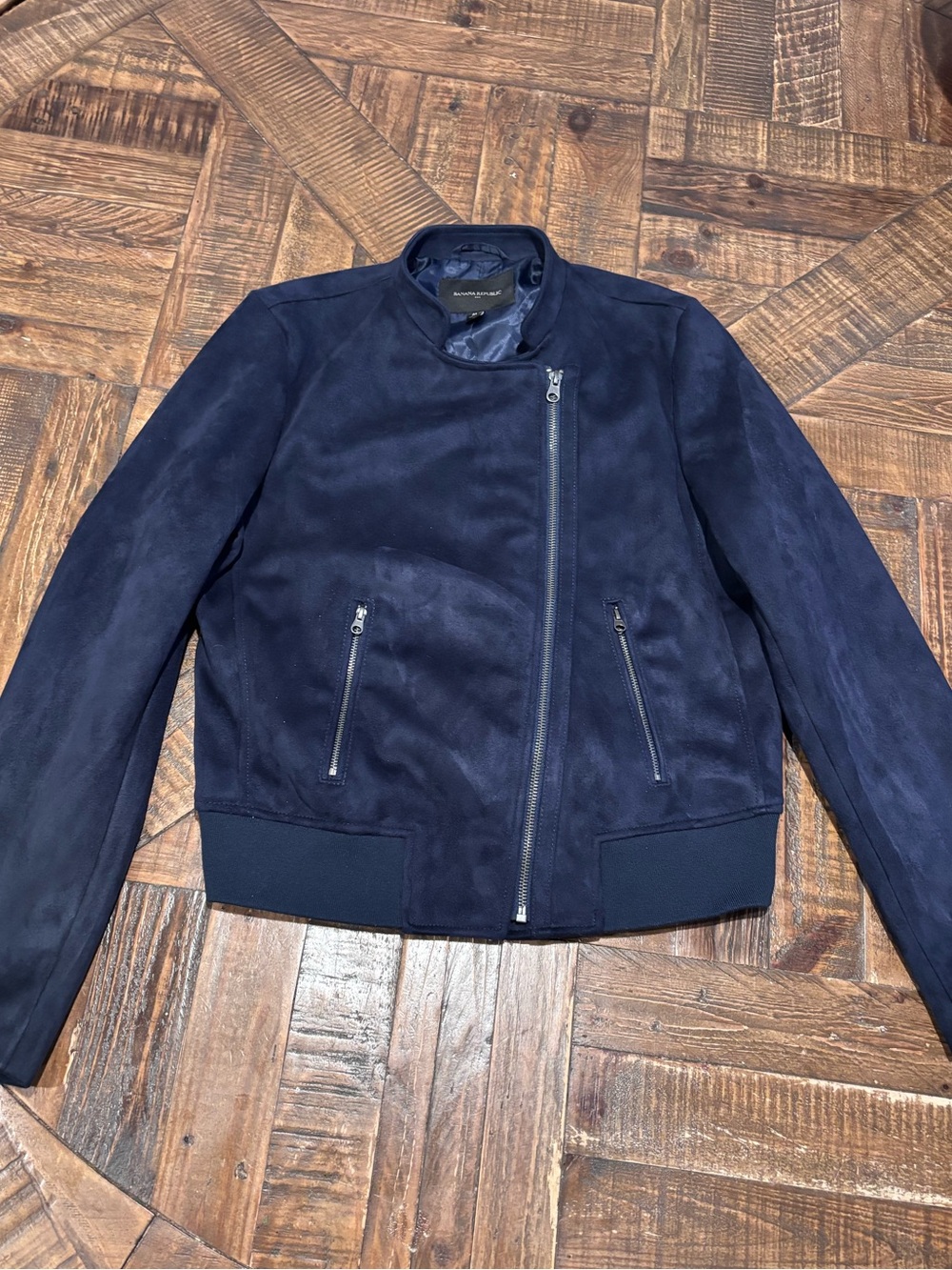 Banana Republic Dark Blue Vegan Suede Jacket in size Medium. Great condition!